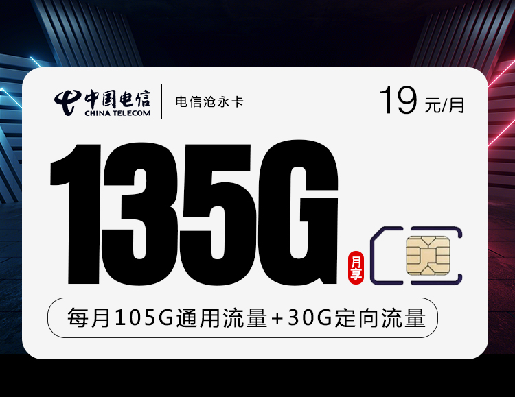 电信沧永卡【19元135G+长期套餐】